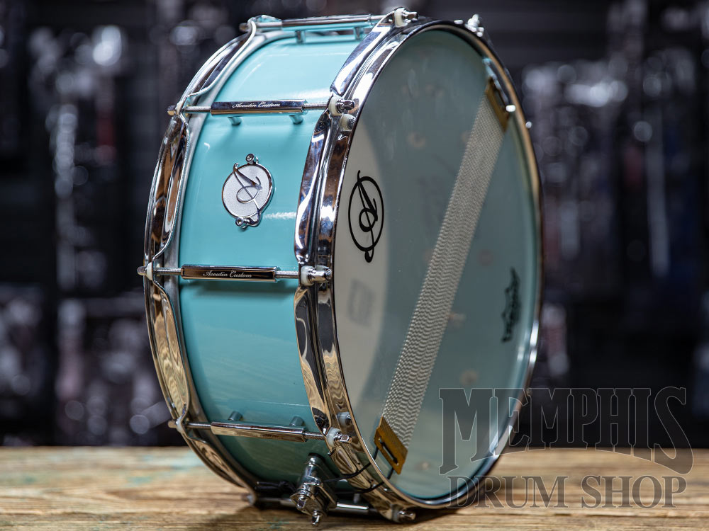 Used Acoutin 14x5.5 Stainless Steel Snare Drum - Light Blue