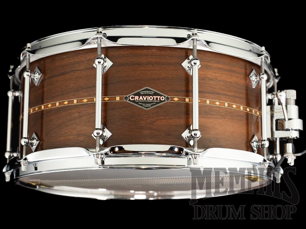 Craviotto 14x6.5 Custom Shop Walnut Snare Drum with Walnut Inlay