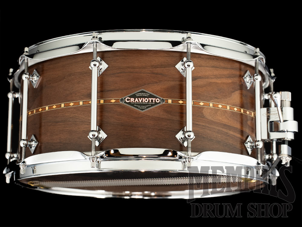 Craviotto 14x6.5 Custom Shop Walnut Snare Drum with Walnut Inlay