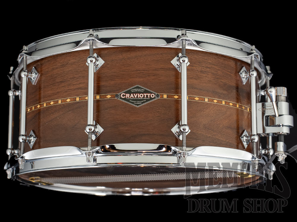 Craviotto 14x6.5 Custom Shop Walnut Snare Drum with Walnut Inlay