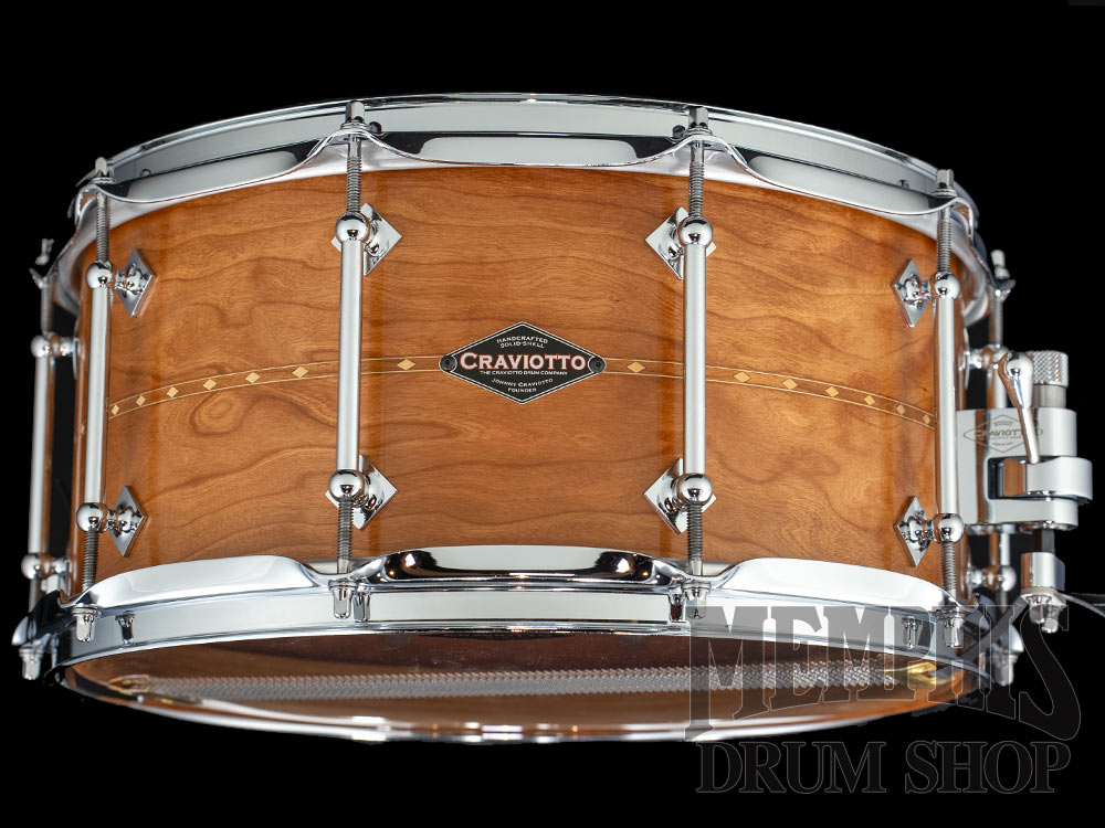 Craviotto 14x7 Custom Shop Cherry Snare Drum with Cherry Inlay