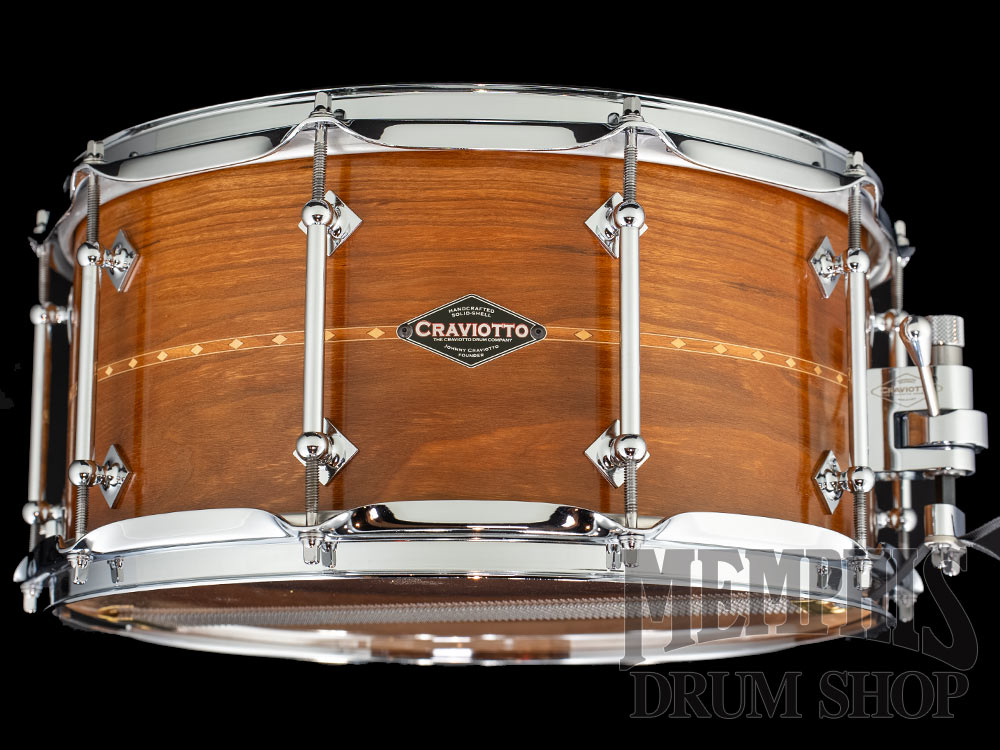 Craviotto 14x7 Custom Shop Cherry Snare Drum with Cherry Inlay