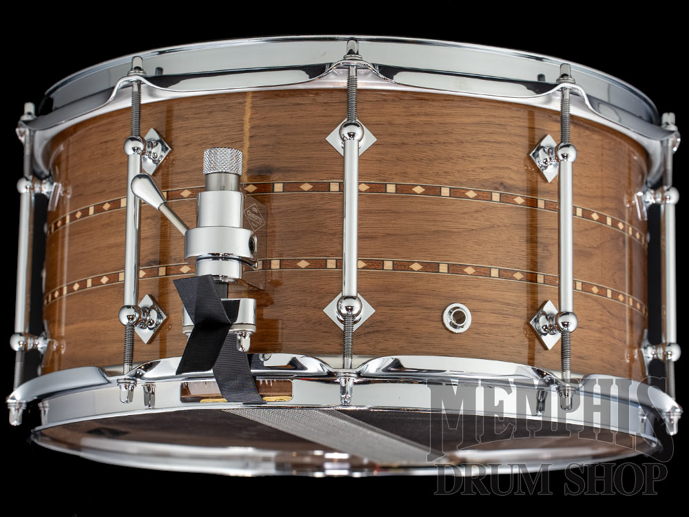 Craviotto 14x7 Custom Shop Walnut Snare Drum with Dual Walnut Inlay - Natural Gloss Lacquer