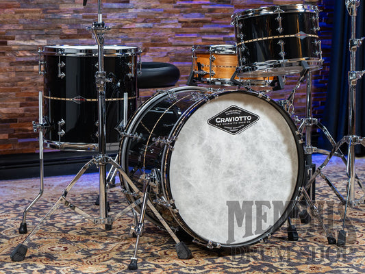 Craviotto Custom Shop Maple Drum Set with Maple Inlay 20/12/14 - Black Lacquer