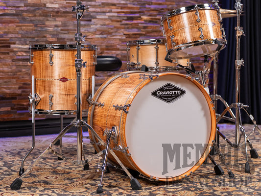 Craviotto Private Reserve Burnt Curly Maple Drum Set with Walnut Inlay 20/12/14