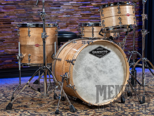 Craviotto Private Reserve Curly Maple Drum Set with Walnut Inlay 20/12/14/14
