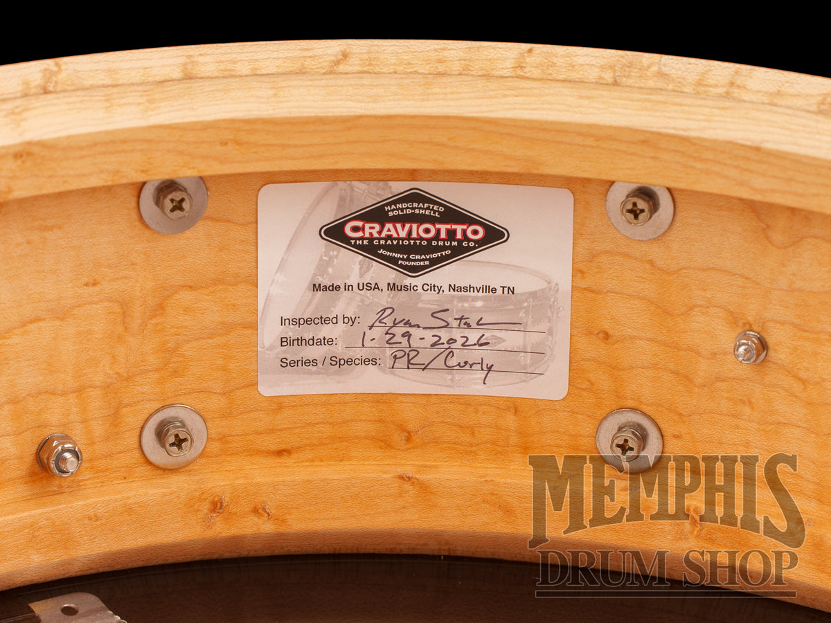 Craviotto 14x5 President's Collection Curly Maple Snare Drum