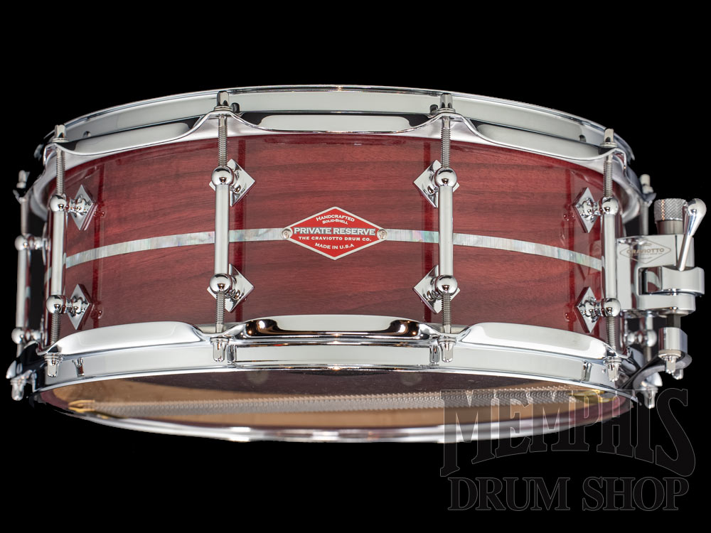 Craviotto 14x5.5 Private Reserve Purpleheart Snare Drum with Mother of Pearl Inlay