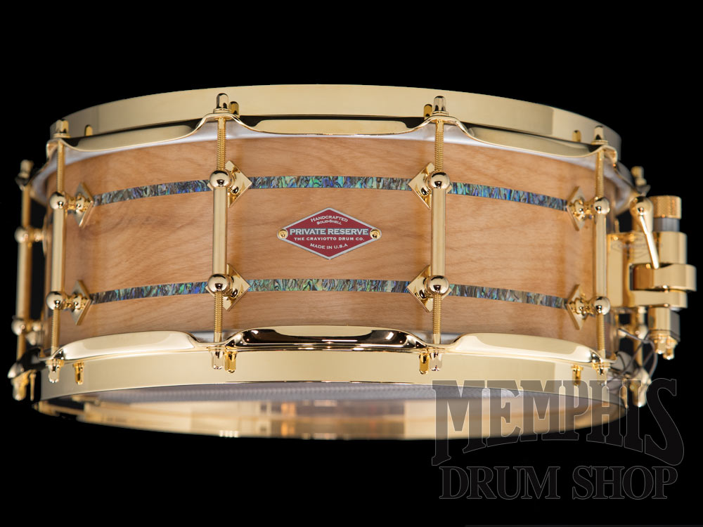 Craviotto 14x5.5 Private Reserve Timeless Timber Birch with Dual Blue Abalone Inlay and Gold Hardware