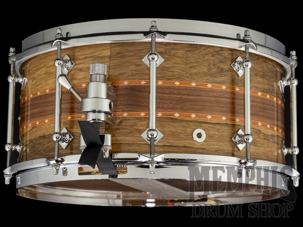 Craviotto 14x6.5 Private Reserve Stacked Black Limba/Walnut/Black Limba Snare Drum with Dual Cherry Inlay