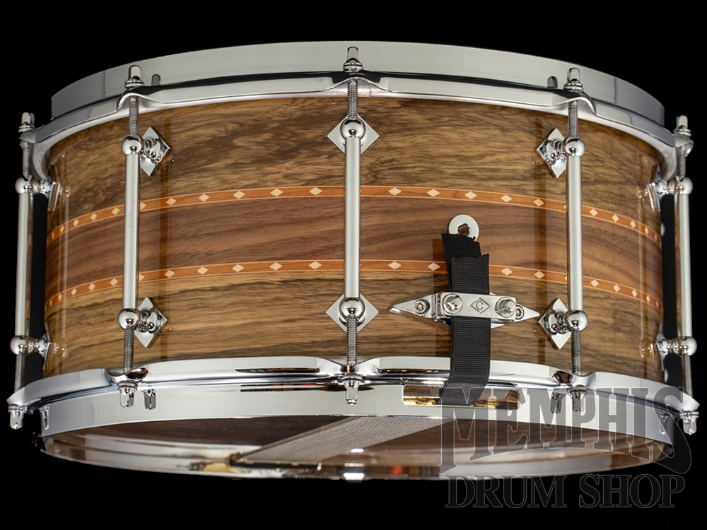 Craviotto 14x6.5 Private Reserve Stacked Black Limba/Walnut/Black Limba Snare Drum with Dual Cherry Inlay