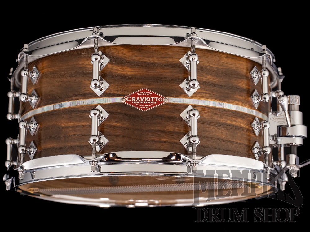 Craviotto 14x7 Private Reserve Burnt Ash Snare Drum with Mother of Pearl Inlay