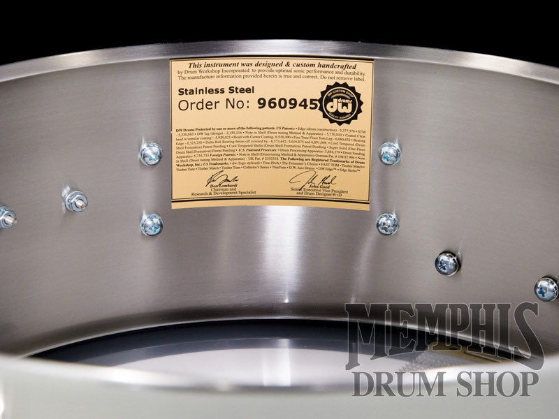 DW 14x5.5 Collector's Series Stainless Steel Snare Drum with Nickel Hardware