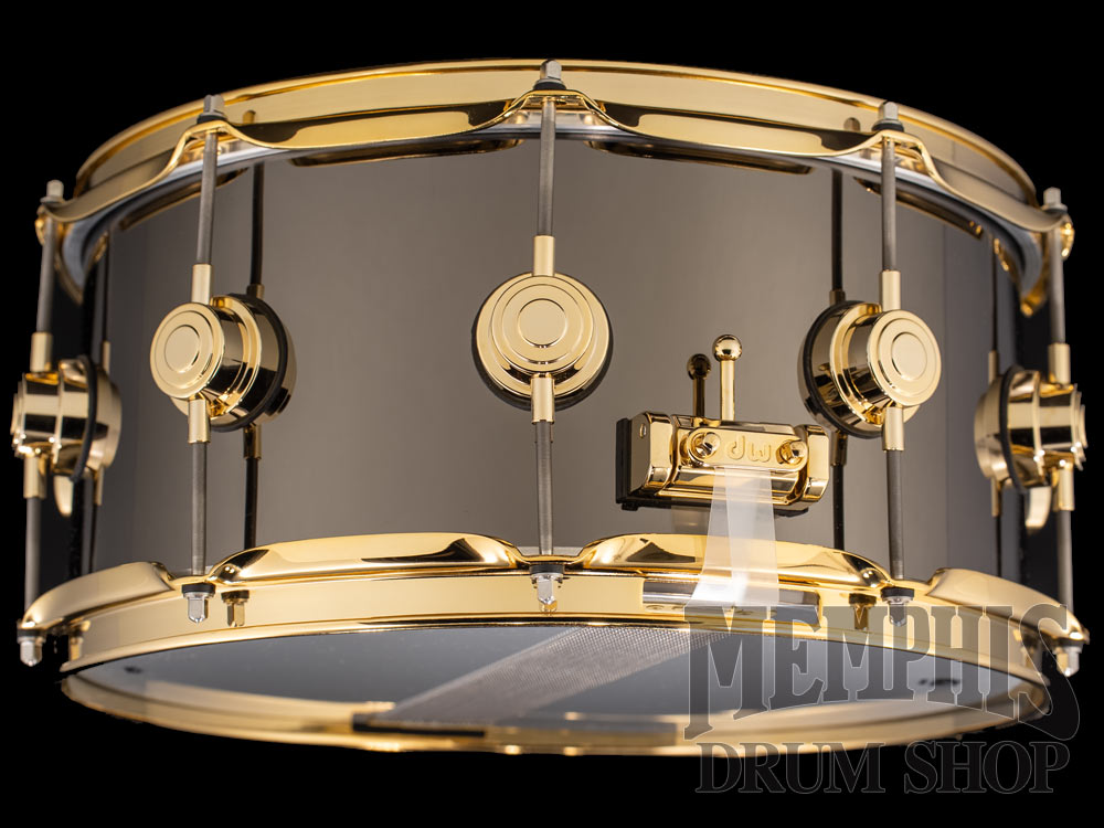 DW 14x6.5 Collector's Series Black Nickel Over Brass Snare Drum with Gold Hardware
