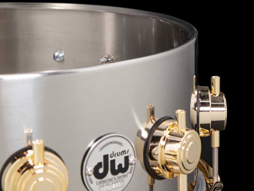 DW 14x5.5 Collector's Series Stainless Steel Snare Drum with Gold Hardware