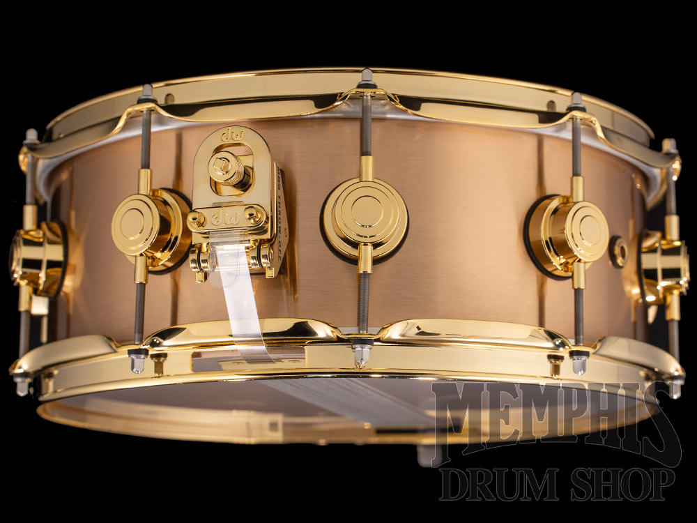 DW 14x5.5 Collector's Series Brushed Bell Bronze Snare Drum with Gold Hardware