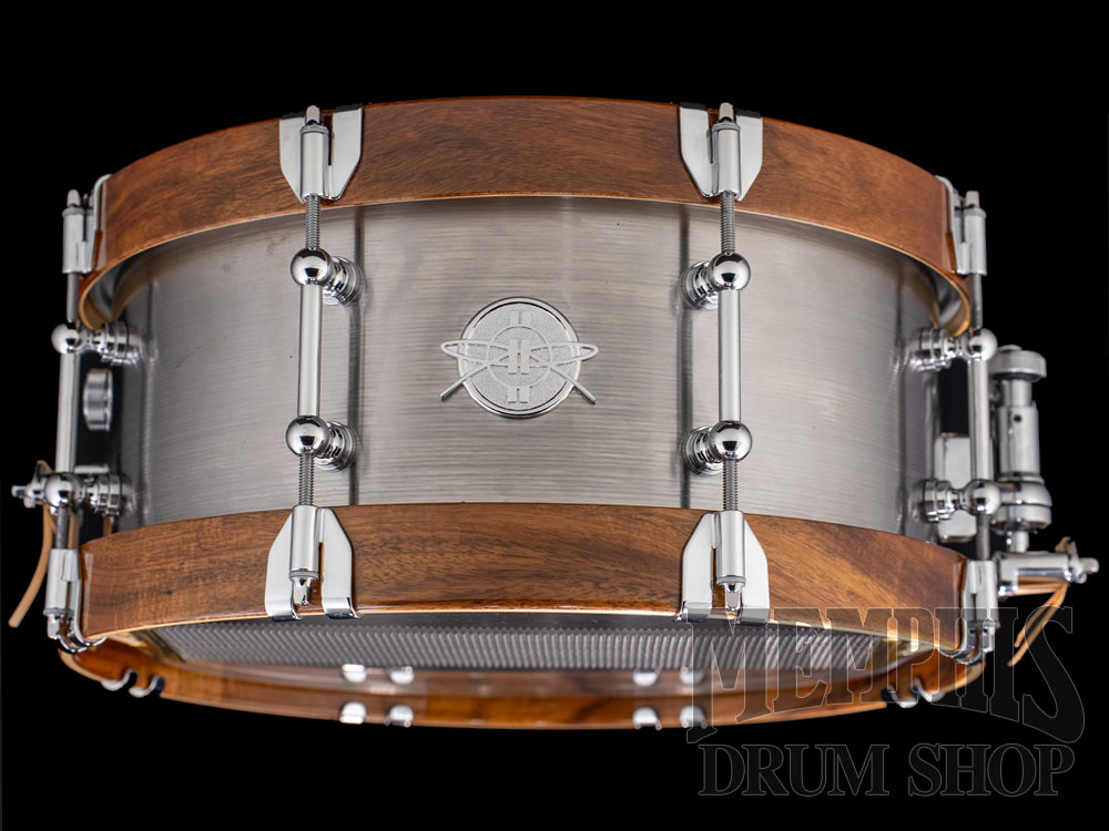 Dunnett Classic 14x6.5 Carbon Steel Sledge Snare Drum with Acacia Metal Wood Hoops - Polished