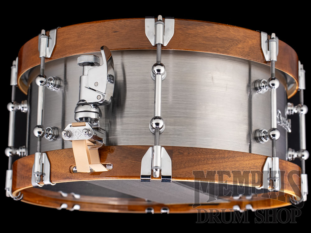 Dunnett Classic 14x6.5 Carbon Steel Sledge Snare Drum with Acacia Metal Wood Hoops - Polished