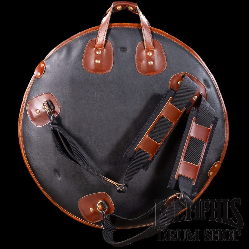 Glenn Cronkhite 22” Leather Cymbal Bag - Smooth Black with Canyon Sunrise Trim