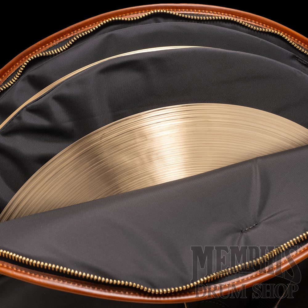 Glenn Cronkhite 22” Leather Cymbal Bag - Smooth Black with Canyon Sunrise Trim