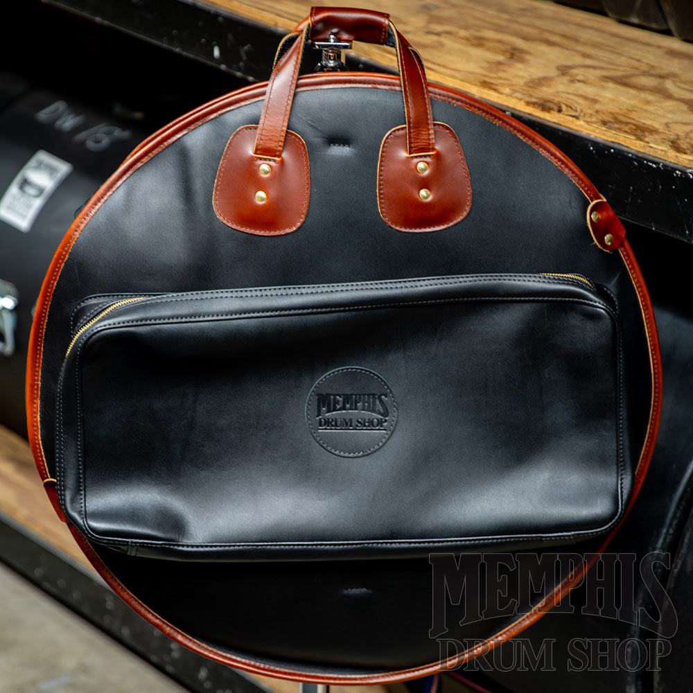 Glenn Cronkhite 22” Leather Cymbal Bag - Smooth Black with Canyon Sunrise Trim