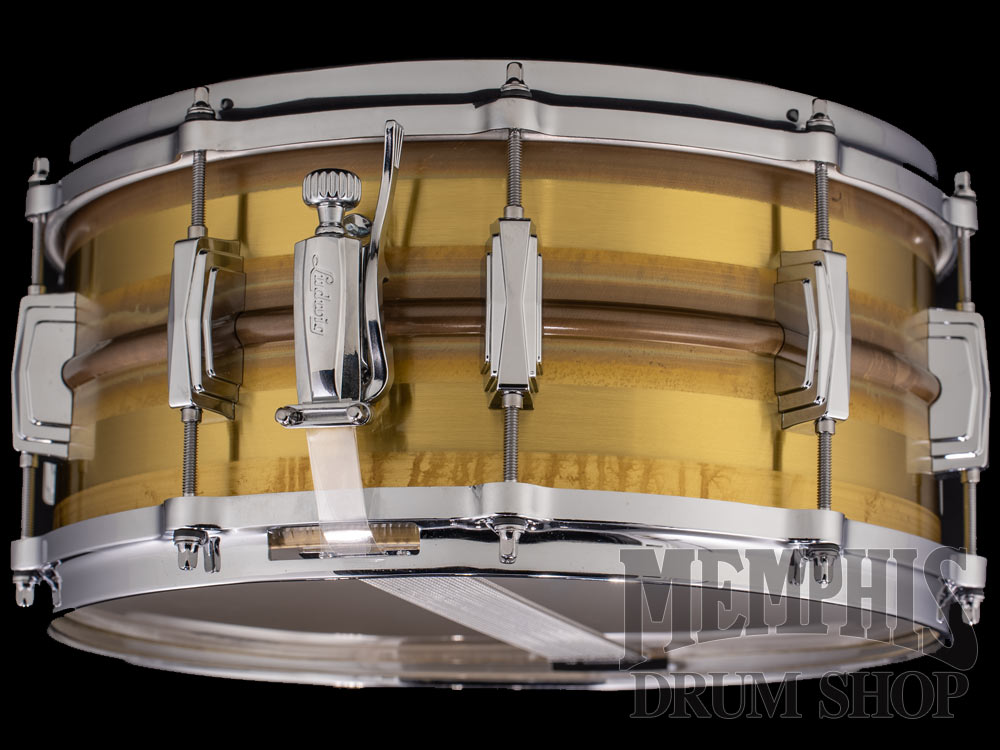 Ludwig 14x6.5 Raw Brass Phonic Striped Snare Drum with Die-Cast Hoops
