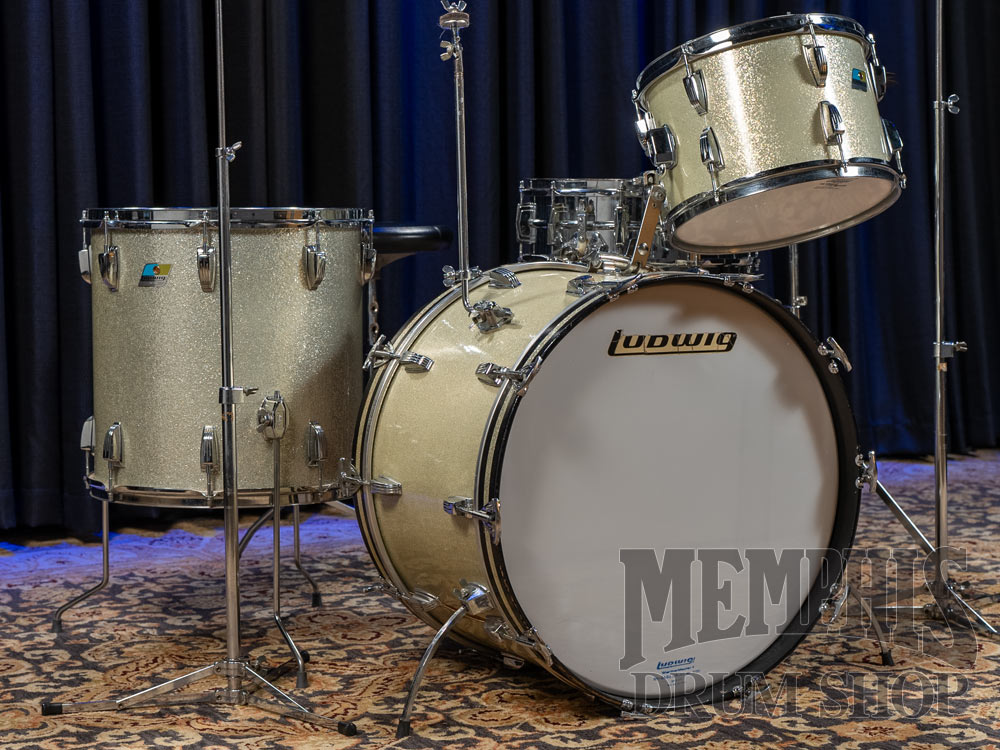 Vintage Ludwig 70s Classic Maple Drum Set 22/13/16/14 - Silver Sparkle