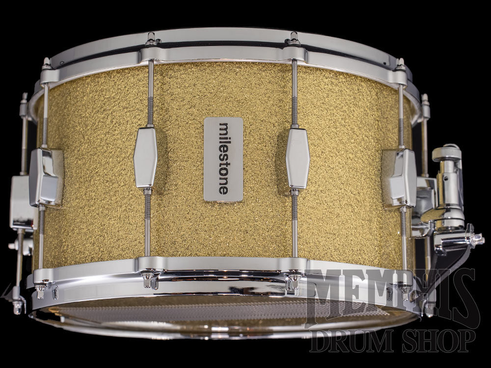 Milestone 14x8 Founder's Model Fiberglass Snare Drum with 10 Lugs - Gold Sparkle