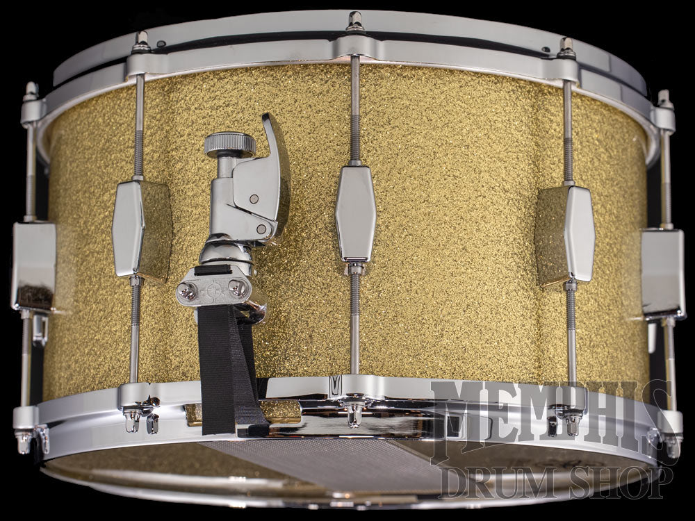 Milestone 14x8 Founder's Model Fiberglass Snare Drum with 10 Lugs - Gold Sparkle