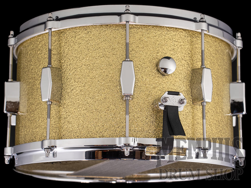 Milestone 14x8 Founder's Model Fiberglass Snare Drum with 10 Lugs - Gold Sparkle