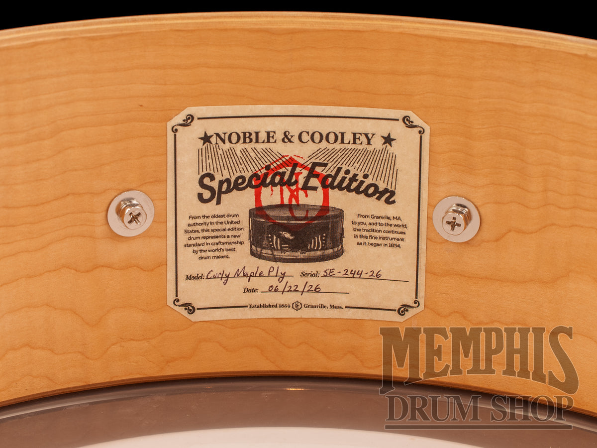 Noble & Cooley 14x5.5 Special Edition Curly Maple Snare Drum - Honey Maple Black Burst