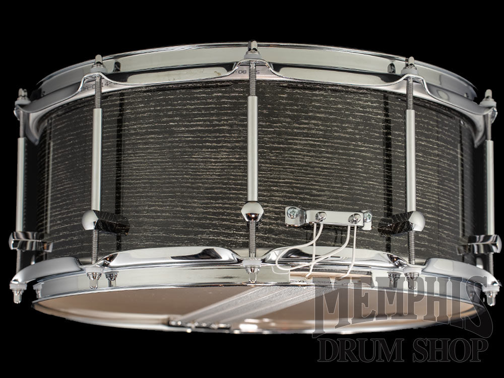 Noble & Cooley 14x6 Solid Shell Classic Ash Snare Drum - Silver Vein Black Gloss Lacquer