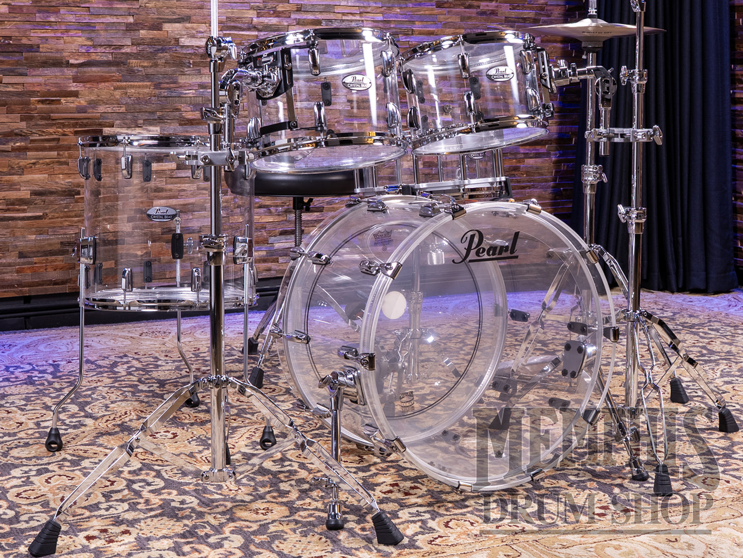 Pearl Crystal Beat Acrylic 4-Piece Drum Set 22/12/13/16 - Ultra Clear