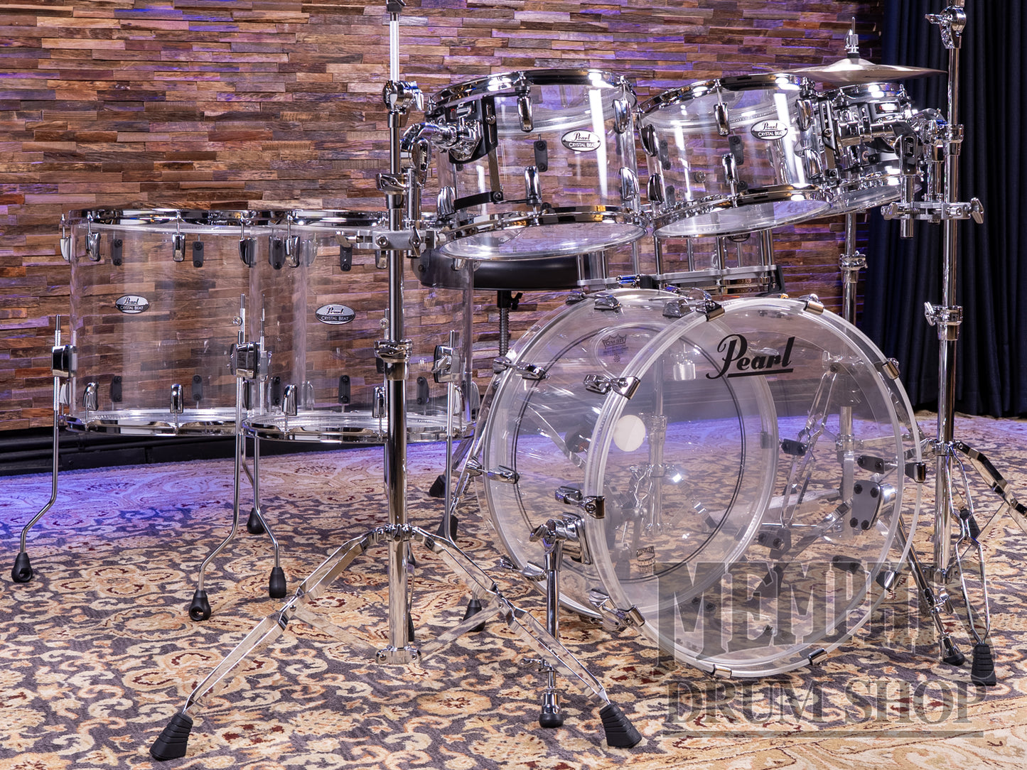 Pearl Crystal Beat Acrylic 6-Piece Drum Set 22/10/12/13/16/18 - Ultra Clear