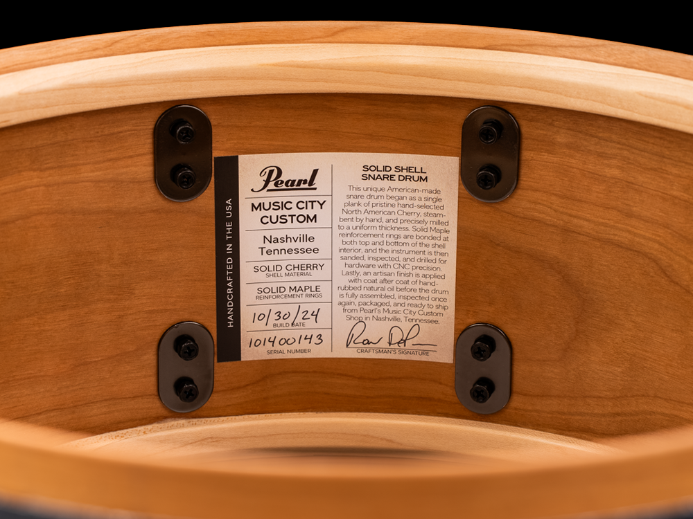 Pearl 14x6.5 Music City Custom Solid Cherry Snare Drum - Charcoal Black Sparkle