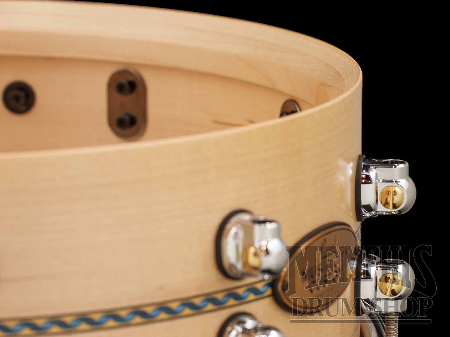 Pearl 14x5 Music City Custom Solid Maple Snare Drum with Blue Ribbon "DNA" Inlay