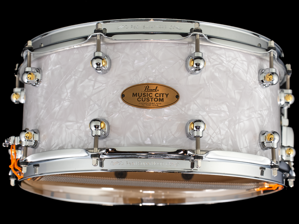 Pearl 14x6.5 Music City Custom Solid Maple Snare Drum - White Marine Pearl