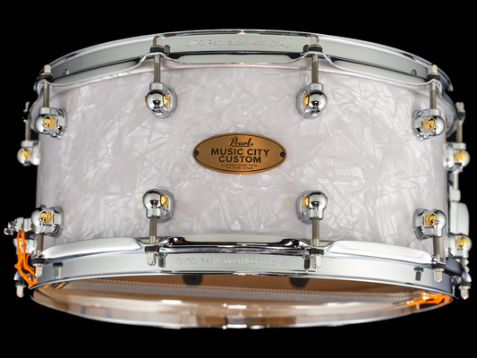 Pearl 14x6.5 Music City Custom Solid Maple Snare Drum - White Marine Pearl