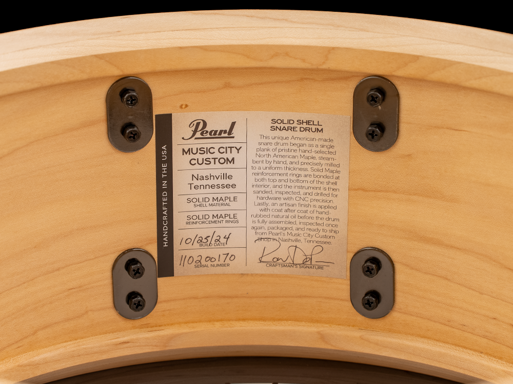 Pearl 14x6.5 Music City Custom Solid Maple Snare Drum - White Marine Pearl