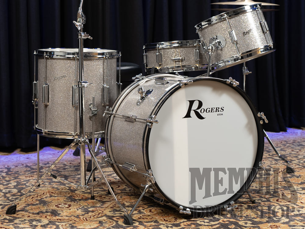 Vintage Rogers 60s Tower Drum Set 20/12/14/14 - Silver Sparkle Pearl