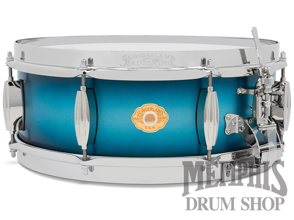 Slingerland 14x5 Limited Edition Radio King Snare Drum - Silver & Blue Duco