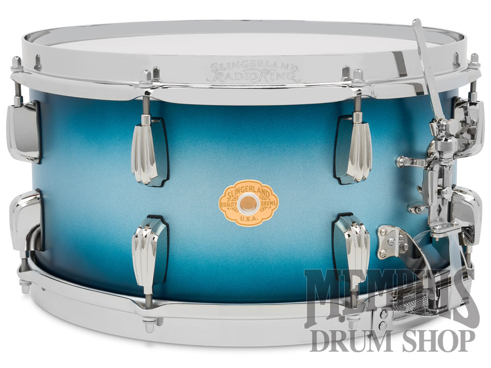 Slingerland 14x7 Limited Edition Radio King Snare Drum - Silver & Blue Duco