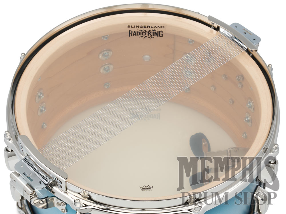 Slingerland 14x7 Limited Edition Radio King Snare Drum - Silver & Blue Duco