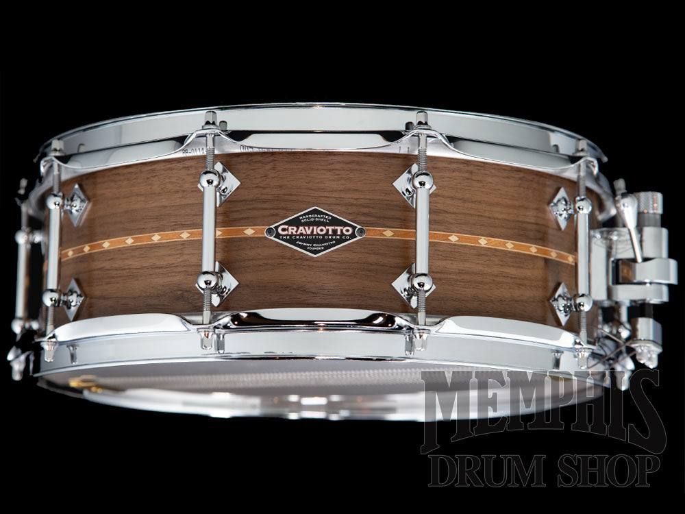 Craviotto 14x5 Custom Shop Walnut Snare Drum with Cherry Inlay