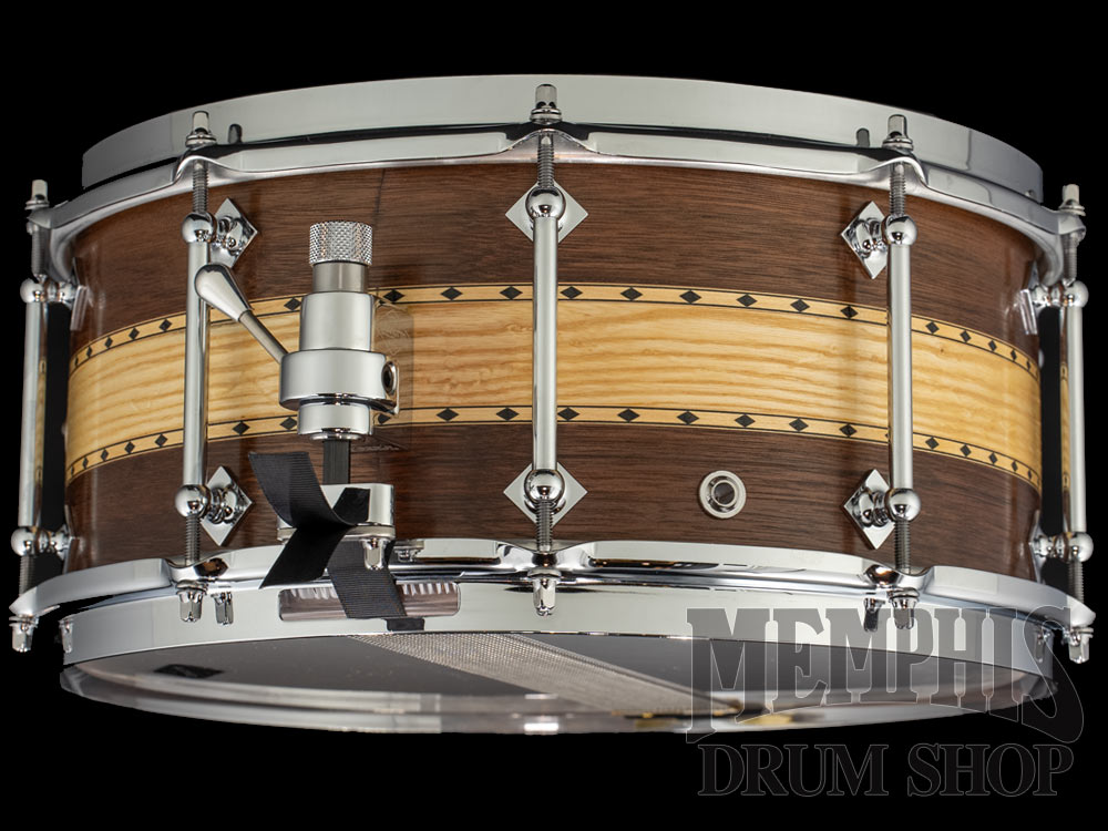 Craviotto 14x6.5 Custom Shop Stacked Walnut/Ash/Walnut Snare Drum with Dual Maple Inlay