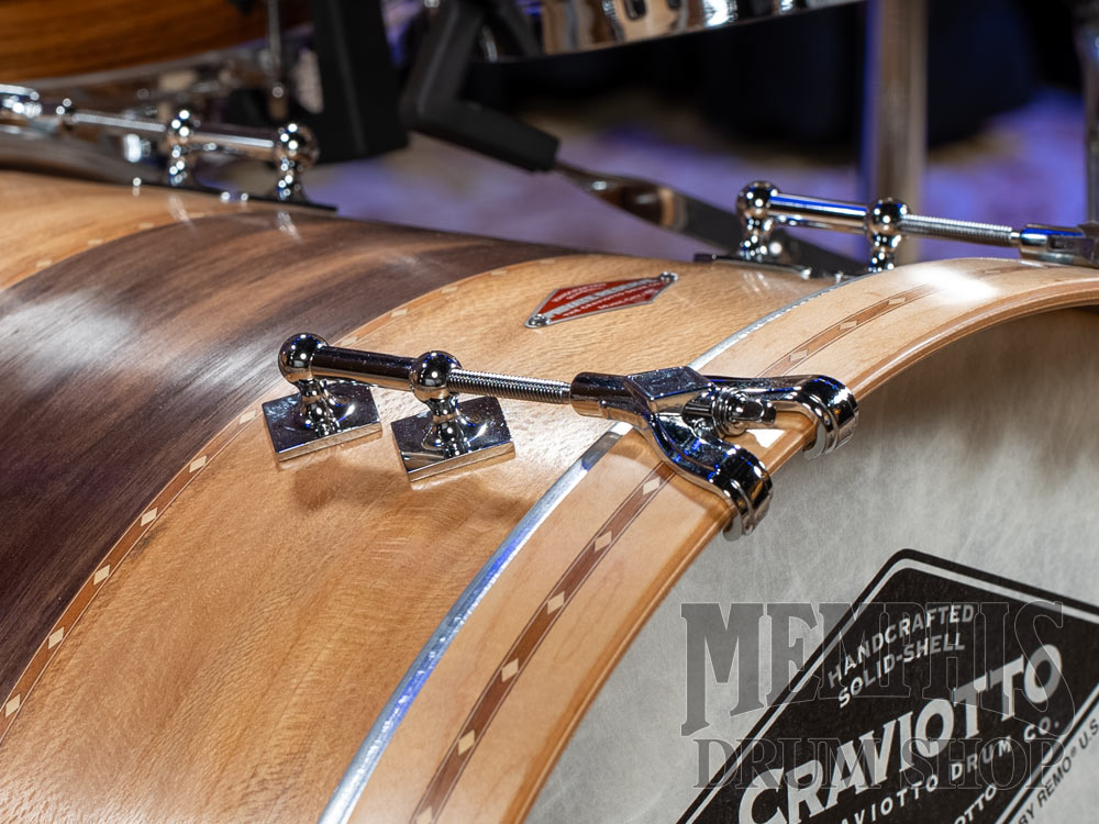Craviotto Private Reserve Stacked Sycamore/Walnut/Sycamore Drum Set with Dual Cherry Inlay 22/12/16