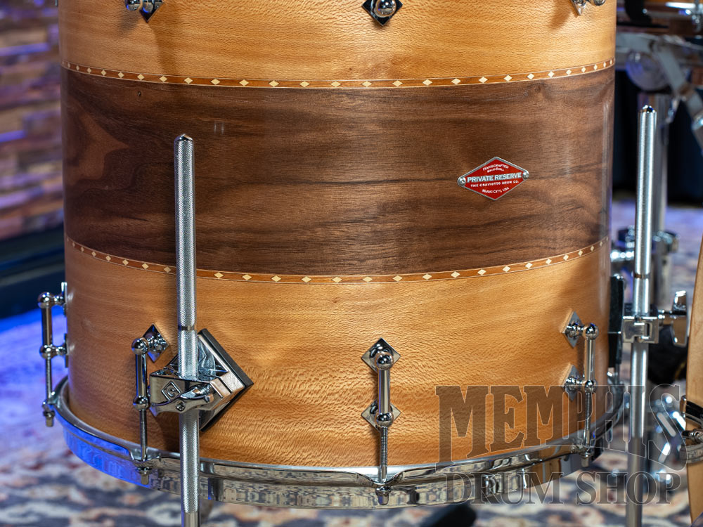 Craviotto Private Reserve Stacked Sycamore/Walnut/Sycamore Drum Set with Dual Cherry Inlay 22/12/16