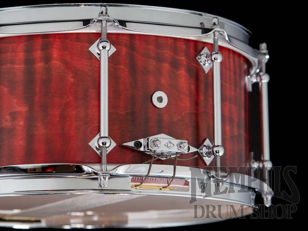 Craviotto 14x6.5 Private Reserve Burned Curly Maple Snare Drum - Red Stain