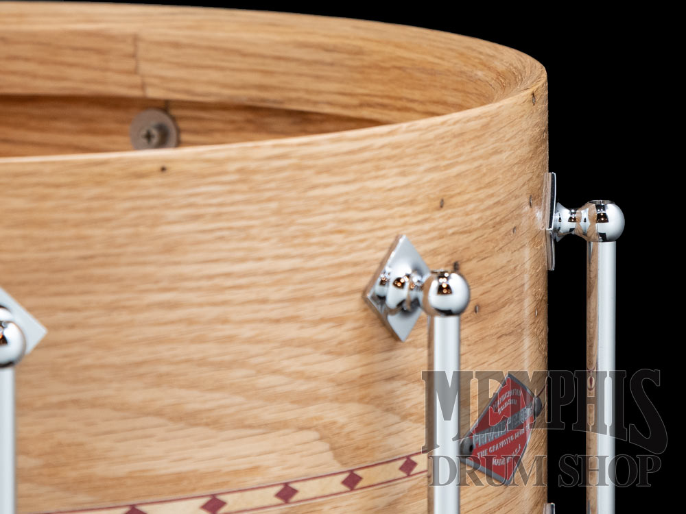 Craviotto 14x6.5 Private Reserve Wormy Oak Snare Drum with Red Inlay