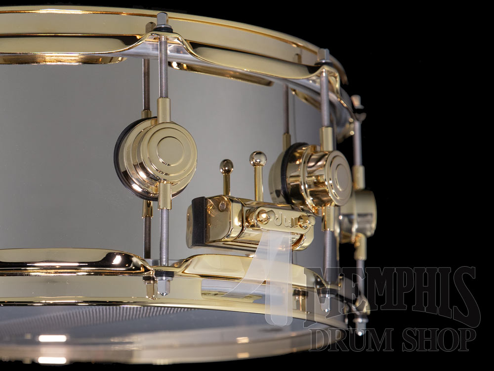 DW 14x5.5 Collector's Series Nickel Over Brass Snare Drum with Gold Hardware